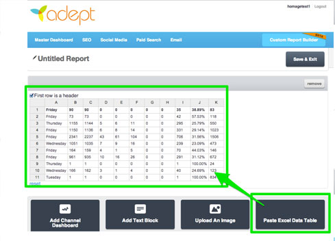 Reports Table